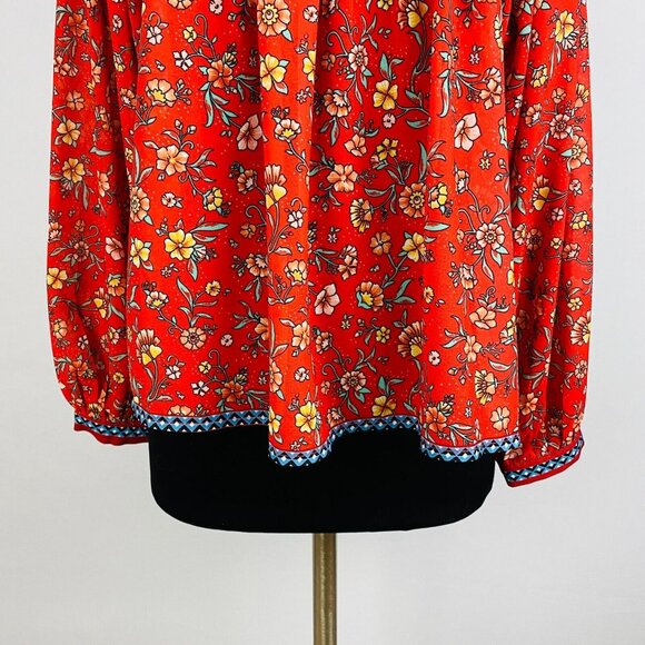 Flying Tomato Beautiful Red Floral Boho Bohemian Colorful Women's S Top Blouse - Picture 3 of 7
